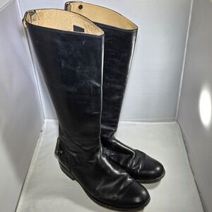 FRYE‎ Melissa Button Back-Zip Riding Knee Boot Womens 7.5 B US 3476431 Black 16"